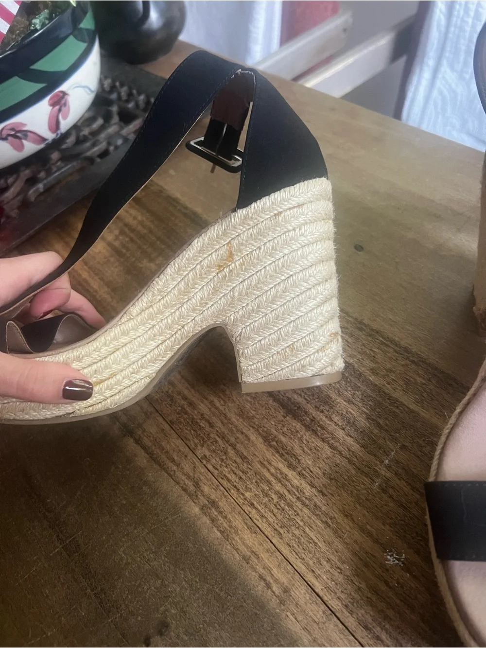 Black Espadrille Platform Sandals with Ankle Strap